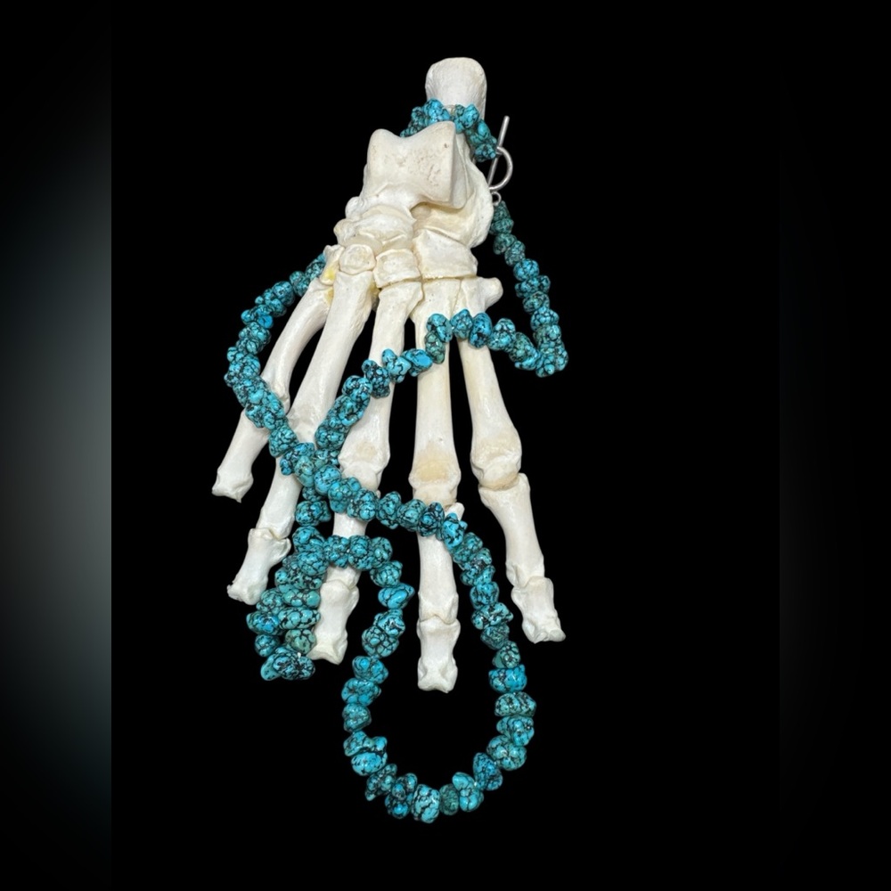Vintage Native American Sterling Silver Chunky Turquoise Layering Necklace 31”